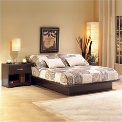 South Shore Back Bay Dark Chocolate Wood Platform Bed 4 Piece Bedroom Set