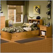 South Shore Brinley Kids Twin Wood Captain's Bed 3 Piece Bedroom Set in Florence Maple