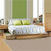 South Shore Copley Full/Queen Wood Platform Storage Bed 3 Piece Bedroom Set in Maple