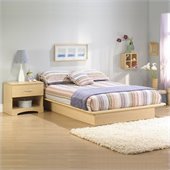 South Shore Copley Light Maple Wood Platform Bed 4 Piece Bedroom Set