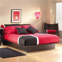 South Shore Cosmos Black Wood Platform Bed 4 Piece Bedroom Set