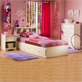 South Shore Crystal Kids Wood Mates Storage Bed 4 Piece Bedroom Set in Pure White
