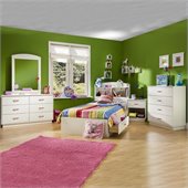 South Shore Logik Kids Pure White Twin Wood Mates Storage Bed 4 Piece Bedroom Set