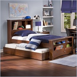 South Shore Furniture Mika Classic Cherry Kids Wood Bookcase Bed 3 Piece Bedroom Set