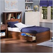 South Shore Mika Classic Cherry Kids Twin Wood Bookcase Bed 4 Piece Bedroom Set