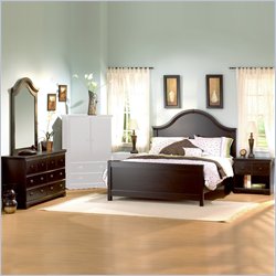 South Shore Mountain Lodge Queen Wood Panel Bed 4 Piece Bedroom Set in Ebony