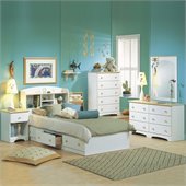 South Shore Newbury Twin Captain Storage 6 Piece Bedroom Set in White