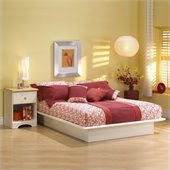 South Shore Newbury White Wood Platform Bed 3 Piece Bedroom Set