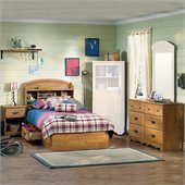 South Shore Prairie Kids Twin Wood Bookcase Bed 4 Piece Bedroom Set in Country Pine