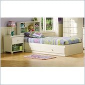 South Shore Sand Castle Pure White Kids Twin Wood Mates Storage Bed 3 Piece Bedroom Set