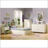 South Shore Sand Castle Pure White Kids Twin Wood Mates Storage Bed 4 Piece Bedroom Set