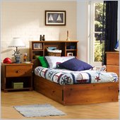 South Shore Sand Castle Kids Twin Wood Mates Storage Bed 3 Piece Bedroom Set in Sunny Pine