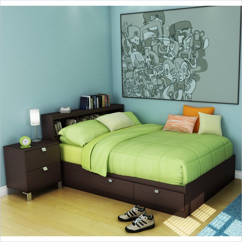 South Shore Cakao Kids Full Wood Storage Bed 3 Piece Bedroom Set in ...