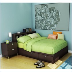 South Shore Cakao Kids Full Storage Bed 4 Piece Bedroom Set in Chocolate