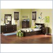 South Shore Cakao Kids Twin 4 Piece Bedroom Set with Bookcase Headboard in Chocolate