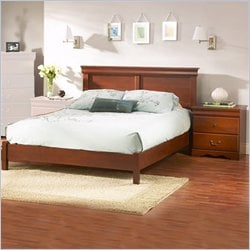 South Shore Vintage Classic Cherry Queen Wood Platform Bed 3 Piece Bedroom Set