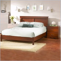 South Shore Vintage Cherry Wood Platform Bed 5 Piece Bedroom Set