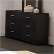 ADD TO YOUR SET: South Shore Maddox 6 Drawer Double Dresser in Pure Black