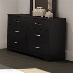 South Shore Maddox 6 Drawer Double Dresser in Pure Black