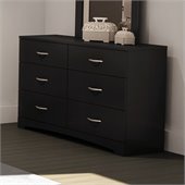 South Shore Maddox 6 Drawer Double Dresser in Pure Black