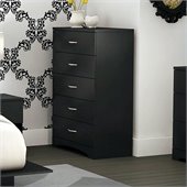 South Shore Maddox Contemporary 5 Drawer Chest in Pure Black Finish