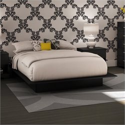 South Shore Maddox Full/Queen Black Wood Platform Bed 3 Piece Bedroom Set