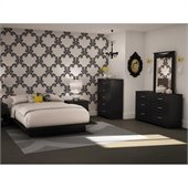 South Shore Maddox Full/Queen Black Wood Platform Bed 5 Piece Bedroom Set
