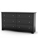 South Shore Breakwater 6 Drawer Double Dresser in Pure Black Finish