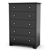 South Shore Breakwater 5 Drawer Chest in Pure Black Finish