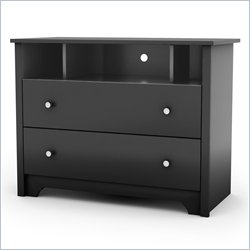 South Shore Breakwater 2 Drawer TV Stand Dresser in Black Finish