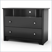 South Shore Breakwater 2 Drawer TV Stand Dresser in Black Finish