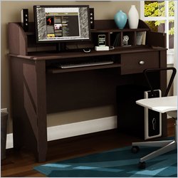 South Shore Wood Writing Desk with Hutch in Chocolate