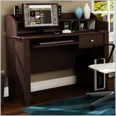 South Shore Wood Writing Desk with Hutch in Chocolate