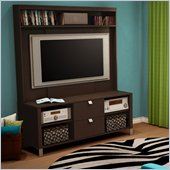 South Shore Cakao 2 Drawer TV Stand with Hutch in Chocolate Finish