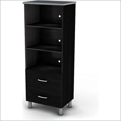 South Shore Cosmos Shelf Bookcase in Black Onyx and Charcoal Finish