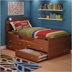 South Shore Imagine Kids Twin Captain's Bed in Morgan Cherry Finish
