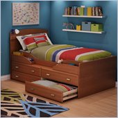 South Shore Imagine Kids Twin Captain's Bed in Morgan Cherry Finish