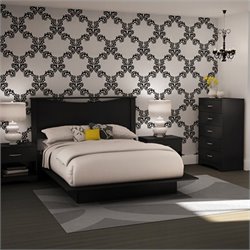 South Shore Maddox Full/Queen Platform Bed Set in Pure Black Finish