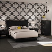 South Shore Maddox Full/Queen Platform Bed Set in Pure Black Finish