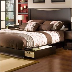 South Shore Back Bay Queen Storage Platform Bed Set in Dark Chocolate Finish