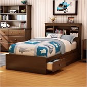 South Shore Nathan Kids Twin Mates Storage Bed Frame Only in Cherry Finish