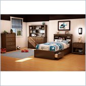 South Shore Nathan Kids Twin Mates Bed 5 Piece Bedroom Set in Sumptuous Cherry Finish