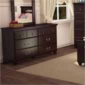South Shore Dover Traditional 6 Drawer Double Dresser in Dark Mahogany Finish