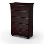 South Shore Dover Traditional 5 Drawer Chest in Dark Mahogany Finish