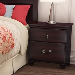 South Shore Dover Traditional 2 Drawer Nightstand in Dark Mahogany Finish