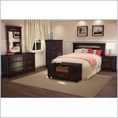 South Shore Dover Full/Queen Panel Headboard 5 Piece Bedroom Set in Dark Mahogany Finish