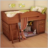 South Shore Imagine Kids Loft Bed 4 Piece Bedroom Set in Morgan Cherry Finish
