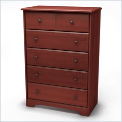 South Shore Wakefield 5 Drawer Chest in Raspberry Wash Finish
