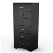 South Shore Maddox Single 6 Drawer Lingerie Chest in Black Finish