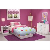 South Shore Libra Kids Pure White Twin Wood Platform Bed 3 Piece Bedroom Set